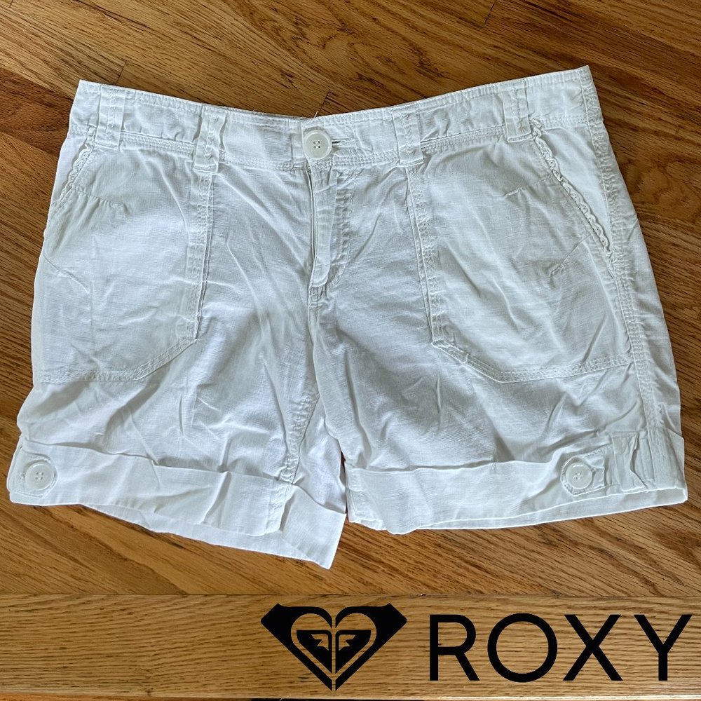 EUC! Roxy white linen shorts - sz. 11